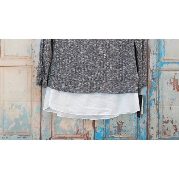 BCX Womens Size Small Gray Heather Long Sleeve Round Neck Pullover Blouse Top - Picture 6 of 10